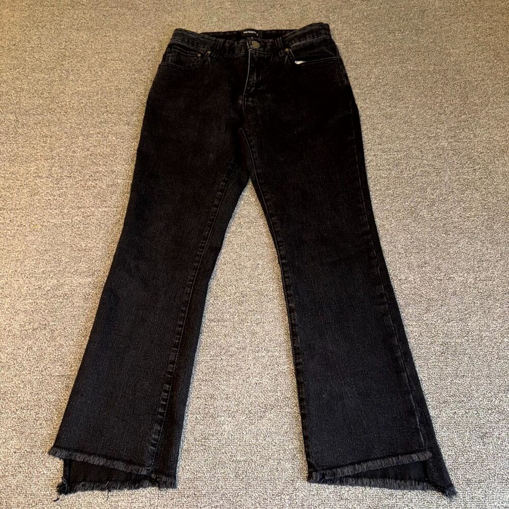 Who What Wear Cropped Jeans Women’s 4 Black Denim‎ Stretch Dark Wash Fringe Hem